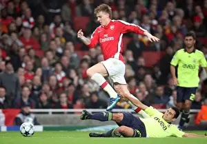 Arsenal V Fenerbahce 2008-09 Prints: Nicklas Bendtner (Arsenal) Claudio Maldonado (Fenerbahce)