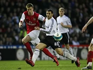 Derby County v Arsenal 2007-8 Collection: Nicklas Bendtner (Arsenal) Hossam Ghaly (Derby)