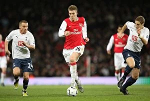 Arsenal v Tottenham- Carling Cup 2007-8 Gallery: Nicklas Bendtner (Arsenal) Jamie O Hara and Michael Dawson (Tottenham)
