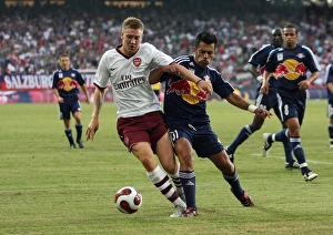 Salzburg V Arsenal 2007-08 Prints: Nicklas Bendtner (Arsenal) Jorge Vargas (Salzburg)