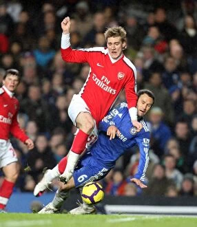 Images Dated 7th February 2010: Nicklas Bendtner (Arsenal) Ricardo Carvalho (Chelsea). Chelsea 2: 0 Arsenal