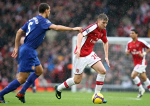 Arsenal V Manchester United 2008-09 Prints: Nicklas Bendtner (Arsenal) Rio Ferdinand (Man Utd)
