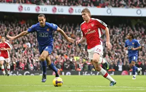 Arsenal V Manchester United 2008-09 Prints: Nicklas Bendtner (Arsenal) Rio Ferdinand (Manchester United)