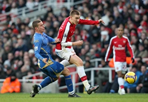 Arsenal V Portsmouth 2008-09 Prints: Nicklas Bendtner (Arsenal) Sean Davis (Portsmouth)