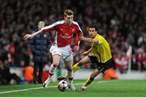 Images Dated 31st March 2010: Nicklas Bendtner (Arsenal) Sergio Busquets (Barcelona). Arsenal 2: 2 Barcelona