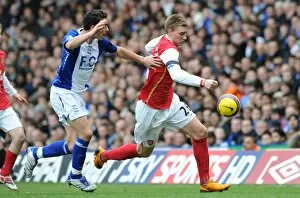 Images Dated 24th February 2008: Nicklas Bendtner (Arsenal) Stephen Kelly (Birmingham City)