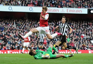 Arsenal V Newcastle United 2010-11 Prints: Nicklas Bendtner (Arsenal) Tim Krul (Newcastle). Arsenal 0: 1 Newcastle United