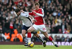 Images Dated 8th February 2009: Nicklas Bendtner (Arsenal) Vedran Corluka (Tottenham)