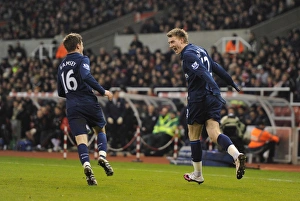 Nicklas Bendtner celebrates scoring the 1st Arsenal goal with Aaron Ramsey Nicklas Bendtner celebrates scoring the 1st Arsenal goal with Aaron Ramsey