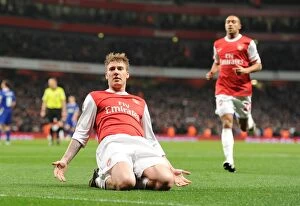 Images Dated 25th January 2011: Nicklas Bendtner celebrates scoring the 1st Arsenal goal. Arsenal 3: 0 Ipswich Town (3