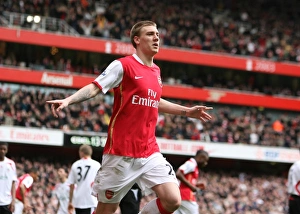 Arsenal v Liverpool 2007-08 Collection: Nicklas Bendtner celebrates scoring the Arsenal goal