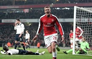 Arsenal v Bolton Wanderers 2008-09 Collection: Nicklas Bendtner celebrates scoring Arsenals goal