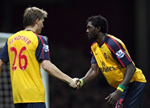West Ham United V Arsenal 2008-09 Prints: Nicklas Bendtner and Emmanuel Adebayor (Arsenal)