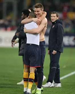 Nicklas Bendtner & Gael Clichy (Arsenal) celebrate after the match