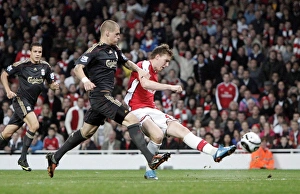 Bendtner Nicklas Collection: Nicklas Bendtner scores Arsenals 2nd goal under pressure