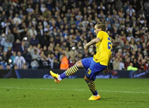 West Bromwich Albion v Arsenal 2013-14 - Capital Cup Collection: Nicklas Bendtner scores from the penalty spot. West Bromwich Albion 1: 1 Arsenal. 3