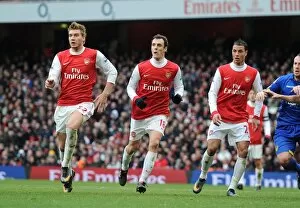 Arsenal v Leeds United FA Cup 2010-11 Collection: Nicklas Bendtner, Sebastien Squillaci and Marouane CHamakh (Arsenal). Arsenal 1