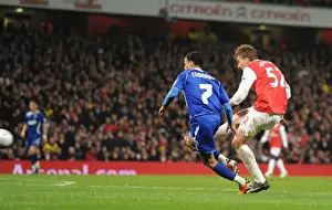 Arsenal V Ipswich Town Carling Cup 2010-11 Prints: Nicklas Bendtner shoots past Ipswich goalkeeper Marton Fulop to score the 1st Arsenal goal