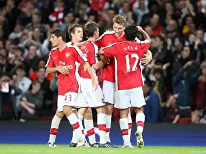 Arsenal V Sheffield United Carling Cup Prints: Nicklas Bendtner's Euphoric Goal: Arsenal Crushes Sheffield United 6-0 in Carling Cup