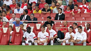 Arsenal v Celtic 2010-11 Collection: Nico Yennaris (Arsenal) on the subs bench. Arsenal 3: 2 Celtic. Emirates Cup Pre Season