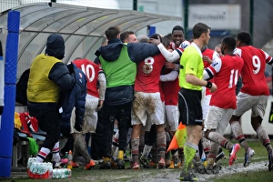 Nico Yennaris celebrates scoring for Arsenal with his team mates. Inter Milan U19 0: 1 Arsenal U19