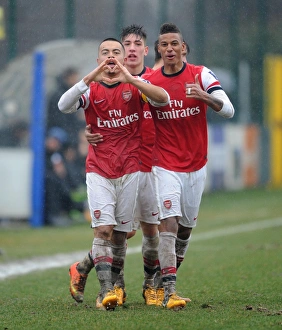 Nico Yennaris and Martin Angha Celebrate Goal for Arsenal U19 against Inter Milan U19 in NextGen Series, Milan 2013