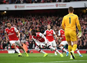 Nicolas Pepe gabs the ball after scoring Arsenals 1st goal