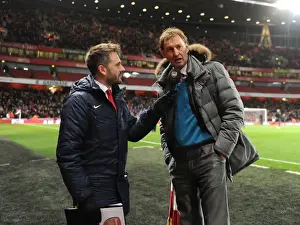 Nigel Mitchell of Arsenal TV interviews Tony Adams at half time. Arsenal 0: 0 Manchester United