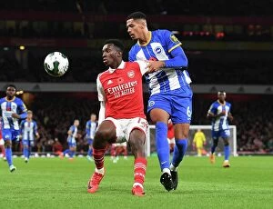 Images Dated 9th November 2022: Nketiah vs Colwill: Intense Face-Off in Arsenal's Carabao Cup Battle Against Brighton
