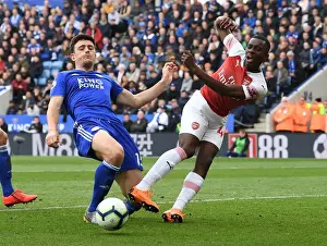 Leicester City V Arsenal 2018-19 Prints: Nketiah vs. Maguire: A Premier League Battle at The King Power