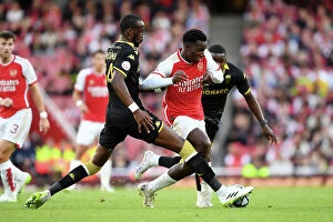 Arsenal v AS Monaco 2023-24 Collection: Nketiah vs. Matsima: A Football Battle at the Emirates Cup, 2023-24