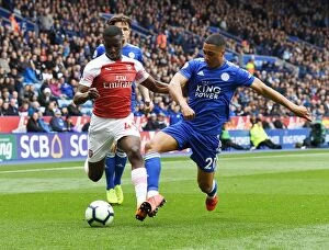 Leicester City v Arsenal 2018-19 Collection: Nketiah vs Tielemans: A Premier League Showdown at The King Power Stadium