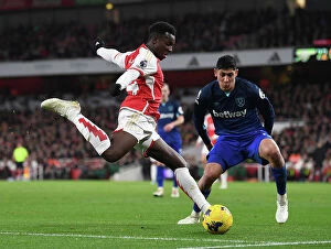 Arsenal v West Ham United 2023-24 Collection: Nketiah's Last-Minute Stunner: Arsenal Secure Dramatic Victory Over West Ham in 2023-24 Premier