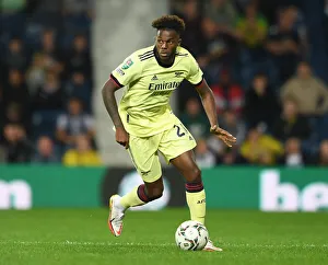 West Bromwich Albion V Arsenal - Carabao Cup 2021-22 Prints: Nuno Tavares in Action: Arsenal's Defender Faces Off Against West Bromwich Albion in Carabao Cup Clash