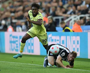 Newcastle United V Arsenal 2021-22 Prints: Nuno Tavares vs Emil Krafth: Battle at St