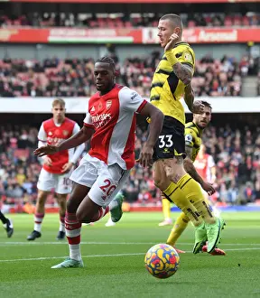 Arsenal V Watford 2021-22 Prints: Nuno Tavares vs. Juraj Kucka: A Premier League Showdown at Emirates Stadium