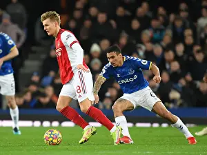 Everton V Arsenal 2020-21 Prints: Odegaard vs Allan: A Premier League Battle at Goodison Park