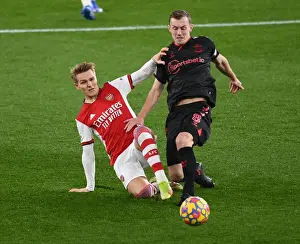 Arsenal V Southampton 2021-22 Prints: Odegaard vs. Ward-Prowse: A Premier League Showdown at Emirates Stadium - Arsenal vs