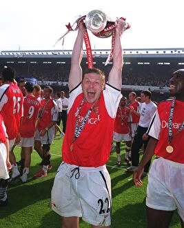 Arsenal v Everton Collection: Oleg Luzhny with the F. A. Barclaycard Premiership Trophy