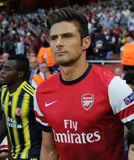 Arsenal V Fenerbahce 2013-14 Prints: Olivier Giroud in Action for Arsenal against Fenerbahce in 2013-14 UEFA Champions League Play-offs