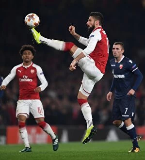 Arsenal v Red Star Belgrade 2017-18 Collection: Olivier Giroud in Action for Arsenal against Red Star Belgrade, UEFA Europa League 2017-18