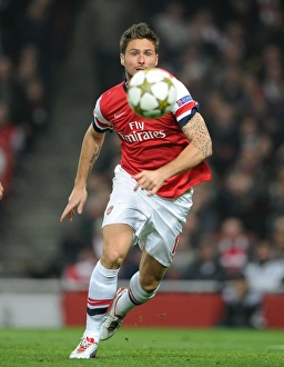 Arsenal V Schalke 04 2012-13 Prints: Olivier Giroud in Action for Arsenal against Schalke 04, UEFA Champions League 2012-13