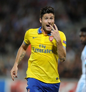 Marseille V Arsenal 2013-14 Prints: Olivier Giroud in Action: Arsenal vs. Marseille, UEFA Champions League 2013-14