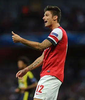 Arsenal V Fenerbahce 2013-14 Prints: Olivier Giroud in Action: Arsenal vs Fenerbahce UEFA Champions League Play-offs (2013)
