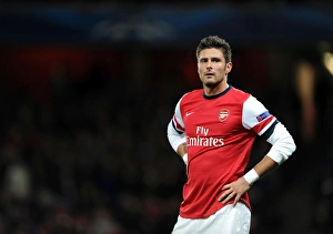 Arsenal V Montpellier 2012-13 Prints: Olivier Giroud in Action: Arsenal vs Montpellier, UEFA Champions League 2012-13