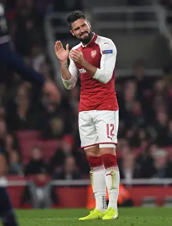 Arsenal V Red Star Belgrade 2017-18 Prints: Olivier Giroud in Action: Arsenal vs Red Star Belgrade, Europa League 2017-18