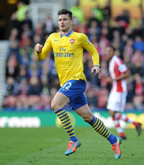 Stoke City V Arsenal 2013-14 Prints: Olivier Giroud in Action: Arsenal vs Stoke City, Premier League 2013-14
