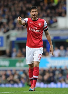 Everton Prints: Olivier Giroud in Action: Everton vs Arsenal, Premier League 2013/14