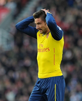 Stoke City V Arsenal 2014-15 Prints: Olivier Giroud in Action: Stoke City vs Arsenal, Premier League 2014-15