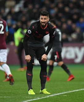 West Ham United V Arsenal 2017-18 Prints: Olivier Giroud in Action: West Ham United vs Arsenal, Premier League 2017-18